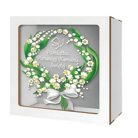 Przejdź do produktu Skarbonka z okienkiem KOMUNIA - Konwalia - #3301-KOM1
