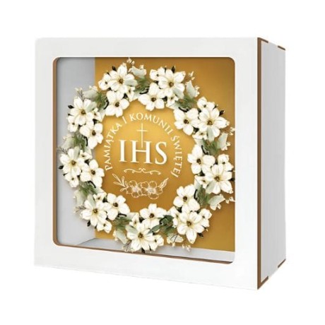 Przejdź do produktu Skarbonka z okienkiem KOMUNIA - Wianek - #3301-KOM2