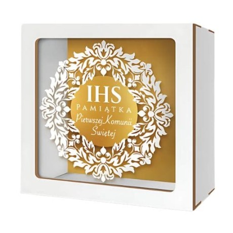 Przejdź do produktu Skarbonka z okienkiem KOMUNIA - Złoty IHS - #3301-KOM5