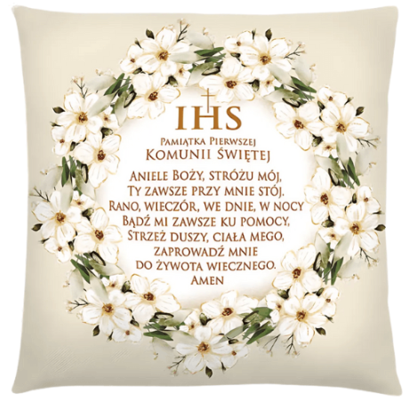 Przejdź do produktu Poduszka Pamiątka I KOMUNII Świętej - Wianek - #3335-KOM2