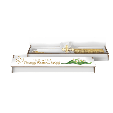 Przejdź do produktu Pudełko na świecę Pamiątka I KOMUNII Świętej - Konwalia - #3345-KOM1