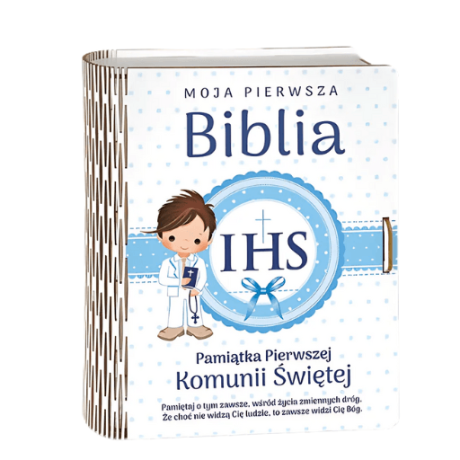 Przejdź do produktu Pudełko na Biblię - Pamiątka I KOMUNII Świętej - Chłopiec Niebieski - #3341-KOM4