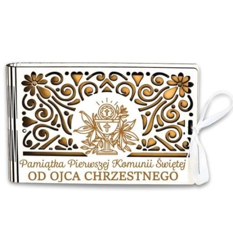 Przejdź do produktu Pudełko na pieniądze banknotówka KOMUNIA - od OJCA CHRZESTNEGO - Ażur - #3302A-KOM1Z-OC