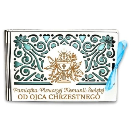 Przejdź do produktu Pudełko na pieniądze banknotówka KOMUNIA - od OJCA CHRZESTNEGO - Ażur - #3302A-KOM1N-OC