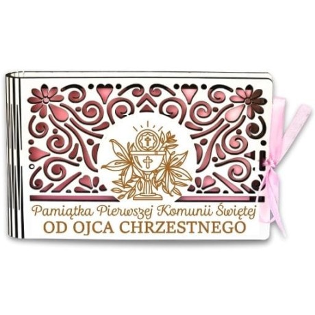Przejdź do produktu Pudełko na pieniądze banknotówka KOMUNIA- od OJCA CHRZESTNEGO - Ażur - #3302A-KOM1R-OC