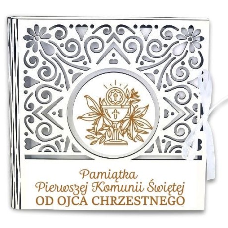 Przejdź do produktu Pudełko na pieniądze kwadrat KOMUNIA- od OJCA CHRZESTNEGO - Ażur - #3308A-KOM1B-OC
