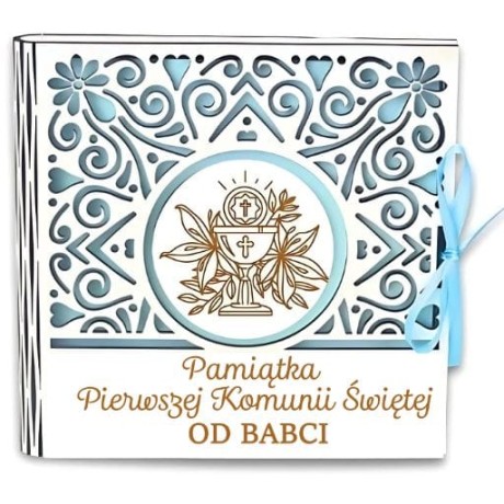 Przejdź do produktu Pudełko na pieniądze kwadrat KOMUNIA - od BABCI - Ażur - #3308A-KOM1N-B