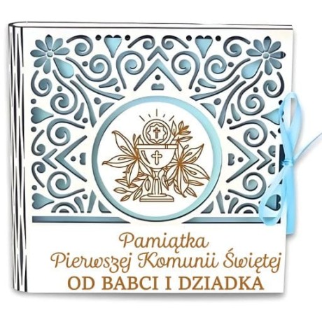 Przejdź do produktu Pudełko na pieniądze kwadrat KOMUNIA - od BABCI i DZIADKA - Ażur - #3308A-KOM1N-BD