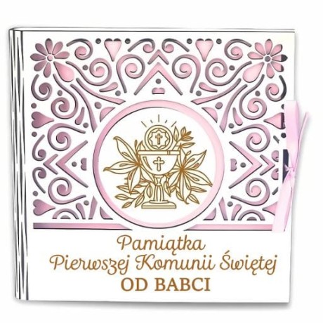 Przejdź do produktu Pudełko na pieniądze kwadrat KOMUNIA - od BABCI - Ażur - #3308A-KOM1R-B