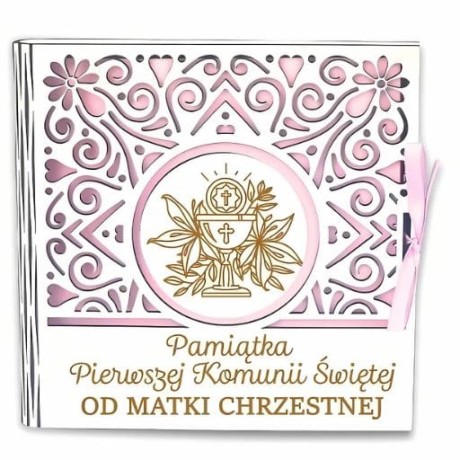 Przejdź do produktu Pudełko na pieniądze kwadrat KOMUNIA - od MATKI CHRZESTNEJ - Ażur - #3308A-KOM1R-MC