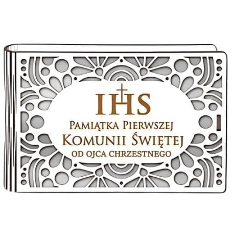 Przejdź do produktu Pudełko na pieniądze banknotówka KOMUNIA - od OJCA CHRZESTNEGO - Ażur - #3302A-KOM3B-OC