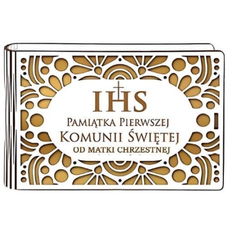 Przejdź do produktu Pudełko na pieniądze banknotówka KOMUNIA - od MATKI CHRZESTNEJ - Ażur - #3302A-KOM3Z-MC