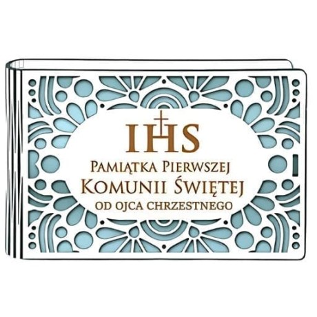Przejdź do produktu Pudełko na pieniądze banknotówka KOMUNIA - od OJCA CHRZESTNEGO - Ażur - #3302A-KOM3N-OC