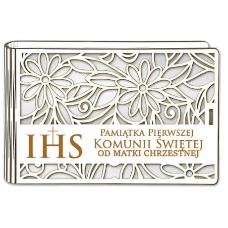 Przejdź do produktu Pudełko na pieniądze banknotówka KOMUNIA - od MATKI CHRZESTNEJ - Ażur - #3302A-KOM2B-MC
