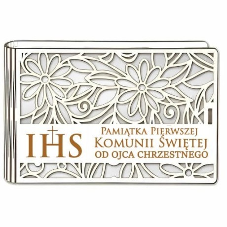 Przejdź do produktu Pudełko na pieniądze banknotówka KOMUNIA - od OJCA CHRZESTNEGO - Ażur - #3302A-KOM2B-OC