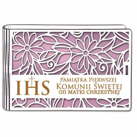 Przejdź do produktu Pudełko na pieniądze banknotówka KOMUNIA - od MATKI CHRZESTNEJ - Ażur - #3302A-KOM2R-MC