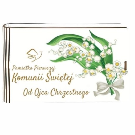Przejdź do produktu Pudełko na pieniądze banknotówka KOMUNIA- od Ojca Chrzestnego - Konwalia - #3302-KOM1OC