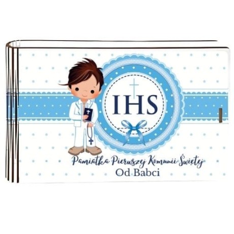 Przejdź do produktu Pudełko na pieniądze banknotówka KOMUNIA - od Babci - Chłopiec Niebieski - #3302-KOM4B