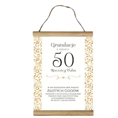 Przejdź do produktu Dyplom 50 Rocznica Ślubu - Złote Liście - #3306R50ZL