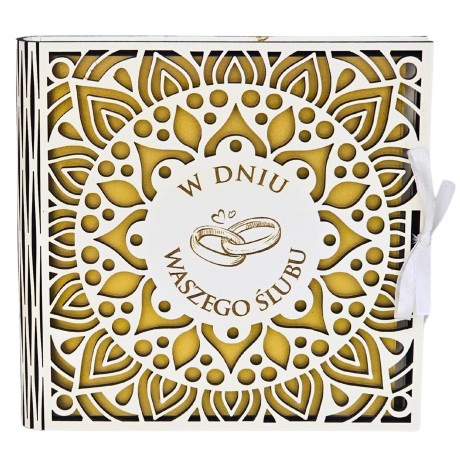 Przejdź do produktu Pudełko na pieniądze ślubne kwadratowe – prezent dla Młodej Pary – seria AŻUR  #3308A-SL3Z