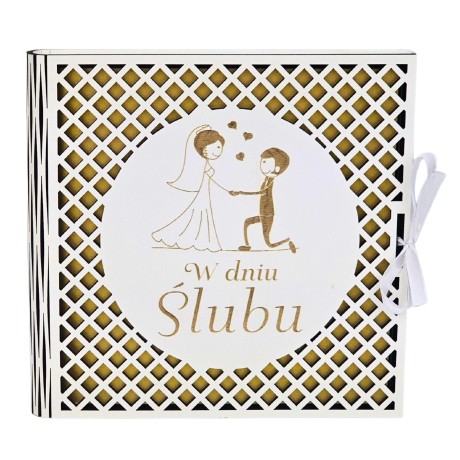 Przejdź do produktu Pudełko na pieniądze ślubne kwadratowe – prezent dla Młodej Pary – seria AŻUR  #3308A-SL5Z