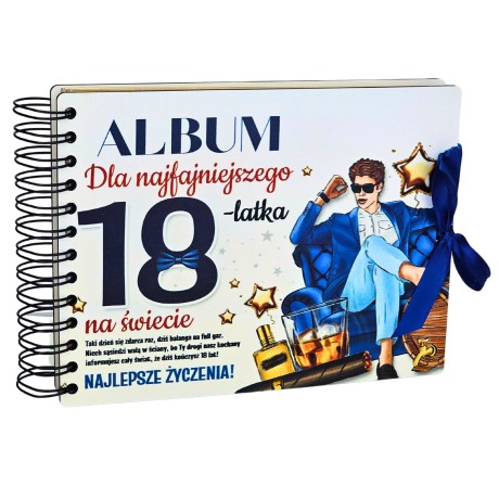 Przejdź do produktu Kolorowy ALBUM NA ZDJĘCIA - piękny prezent na 18 urodziny - Elegant Chłopak - #3343-EL18