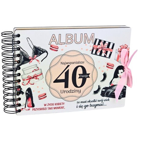 Przejdź do produktu Elegancki ALBUM NA ZDJĘCIA - piękny prezent na 40 urodziny - Pani Gadżet - #3343-PIG40
