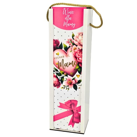 Przejdź do produktu Skrzynka na wino dla mamy – Kocham Cię Mamo – idealny prezent – wzór Serce Kwiaty #3311-M1