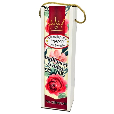 Przejdź do produktu Skrzynka na wino dla mamy – Najlepsza Mama na świecie – idealny prezent – wzór Mama Korona #3311-M3