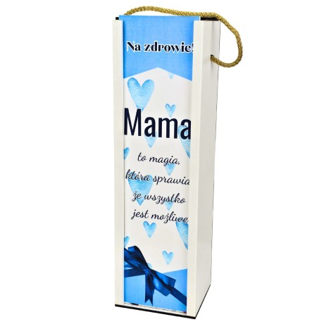 Przejdź do produktu Skrzynka na wino dla mamy – Mama to magia – idealny prezent – wzór Mama Niebieska #3311-M4