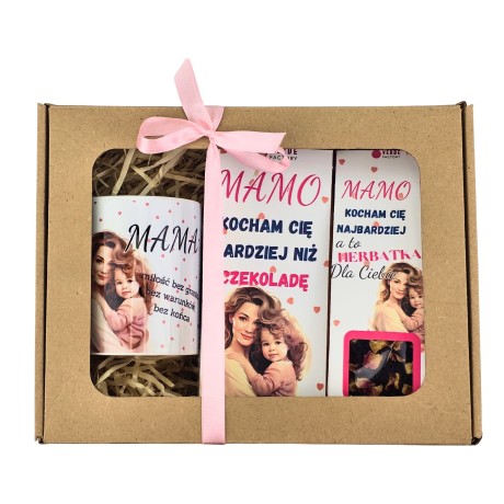 Przejdź do produktu Zestaw prezentowy dla Mamy - kubek, herbata i czekolada –  prezent na Dzień Matki  #3354-M6