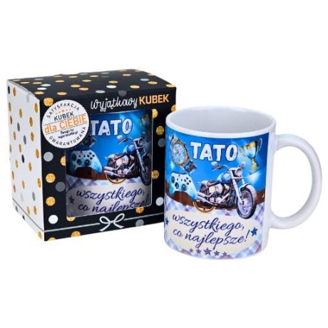 Przejdź do produktu Kubek w opakowaniu – Tato wszystkiego co najlepsze – idealny prezent dla Taty - wzór Niebieski  #3309-T2