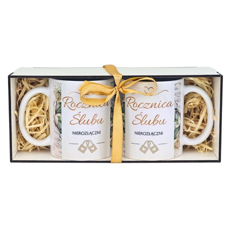 Przejdź do produktu Zestaw kubków na rocznicę ślubu - dla męża i żony – prezent rocznicowy #3348-RO-BB