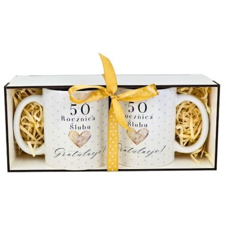 Przejdź do produktu Zestaw kubków na 50 rocznicę ślubu - dla męża i żony – prezent rocznicowy #3348-R50-SE
