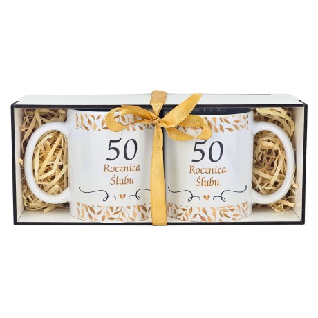 Przejdź do produktu Zestaw kubków na 50 rocznicę ślubu - dla męża i żony – prezent rocznicowy #3348-R50-ZL