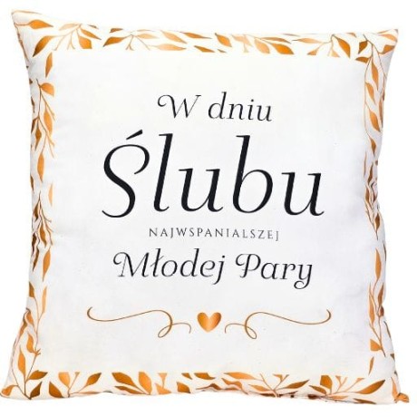 Przejdź do produktu Poduszka dla Młodej Pary - dla męża i żony – prezent ślubny #3335-ZL
