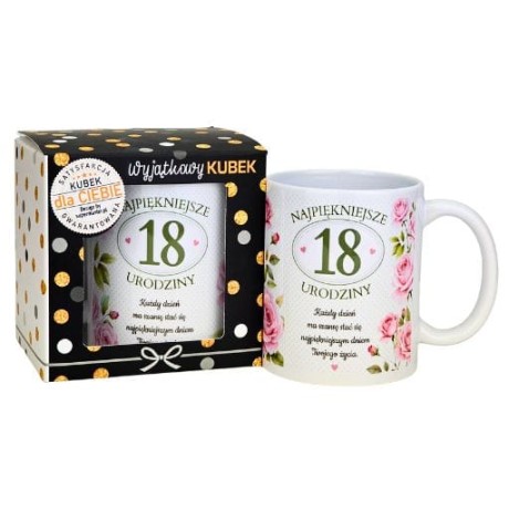 Przejdź do produktu Kubek na 18 urodziny dla kobiety (róże) #3309-UR18-18