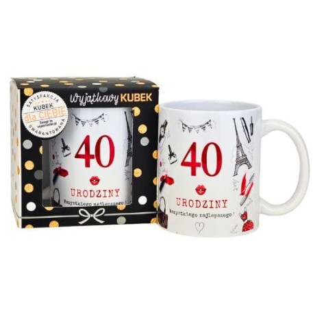 Przejdź do produktu Kubek na 40 urodziny dla kobiety (czerwony) #3309-UR16-40