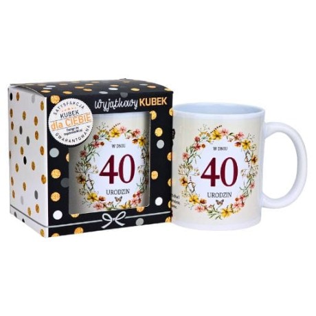 Przejdź do produktu Kubek na 40 urodziny dla kobiety (wianek) #3309-UR17-40