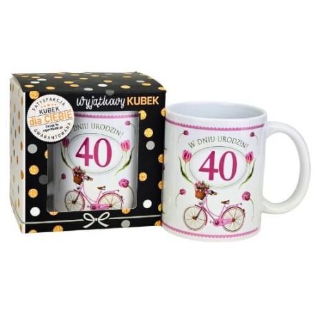 Przejdź do produktu Kubek na 40 urodziny dla kobiety (różowy rower) #3309-UR20-40