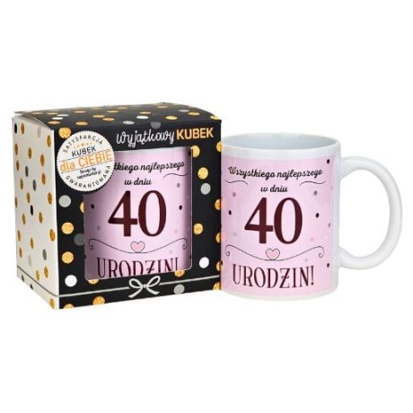 Przejdź do produktu Kubek na 40 urodziny dla kobiety (różowy) #3309-UR21-40