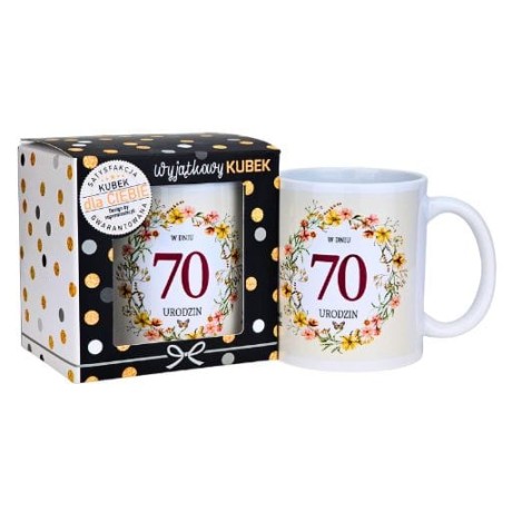 Przejdź do produktu Kubek na 70 urodziny dla kobiety (wianek) #3309-UR17-70