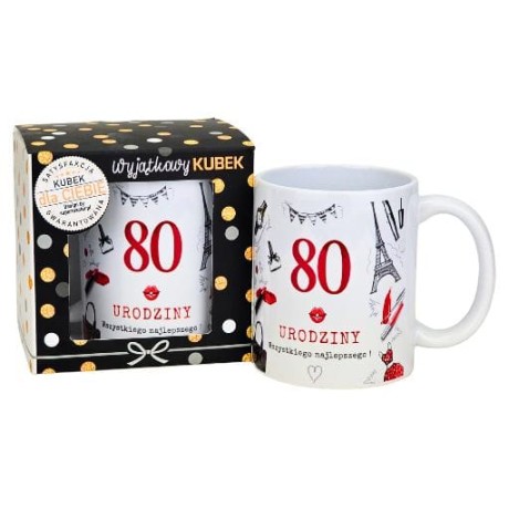 Przejdź do produktu Kubek na 80 urodziny dla kobiety (czerwony) #3309-UR16-80