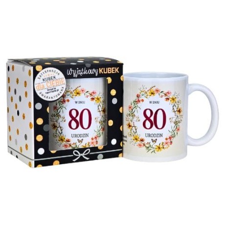 Przejdź do produktu Kubek na 80 urodziny dla kobiety (wianek) #3309-UR17-80