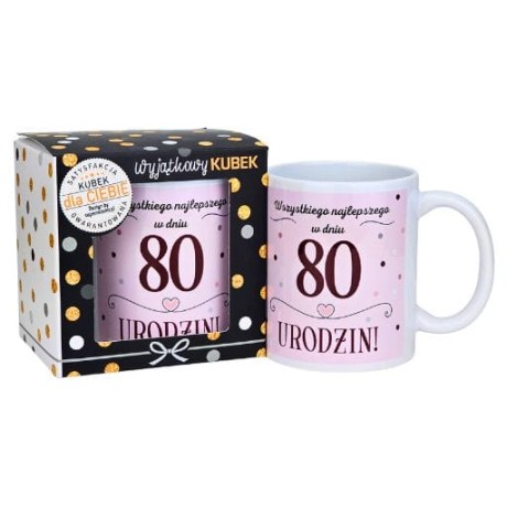 Przejdź do produktu Kubek na 80 urodziny dla kobiety (różowy) #3309-UR21-80
