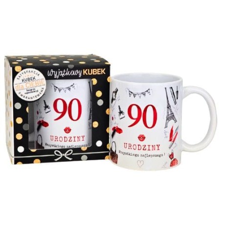 Przejdź do produktu Kubek na 90 urodziny dla kobiety (czerwony) #3309-UR16-90