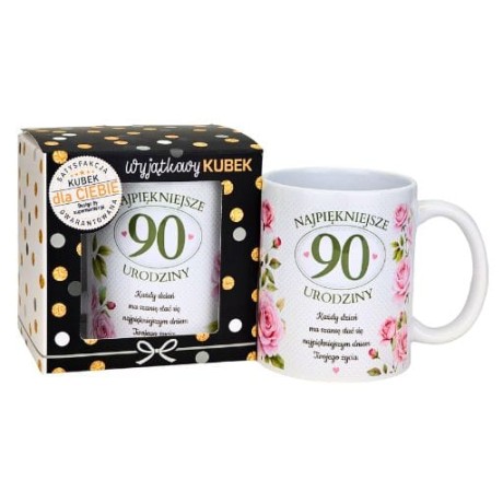 Przejdź do produktu Kubek na 90 urodziny dla kobiety (róże) #3309-UR18-90