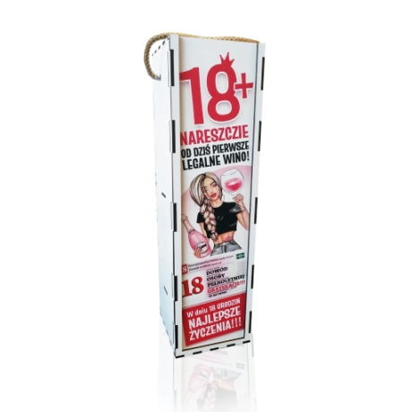 Przejdź do produktu Skrzynka pudełko na butelkę alkoholu 18-stka Dowód Dziewczyna #3311DW