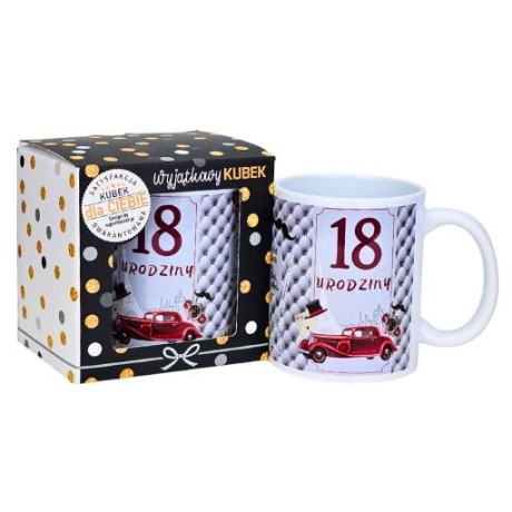 Przejdź do produktu Kubek na 18 urodziny dla mężczyzny (bordowe auto) #3309-UR11-18