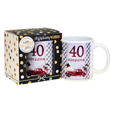 Przejdź do produktu Kubek na 40 urodziny dla mężczyzny (bordowe auto) #3309-UR11-40